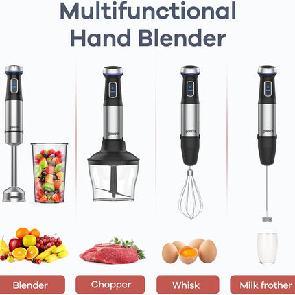 Ganiza Immersion Blender 5 in 1 Hand Blender 800W Heavy Duty Motor, 15 Speed and
