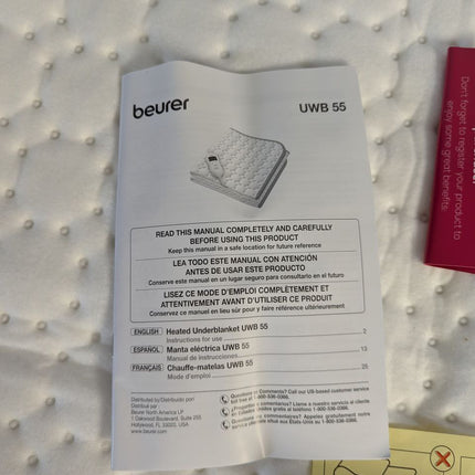 Beurer UWB55 Heated Underblanket with 8 Temperature Settings & Ultra-Soft Fleece