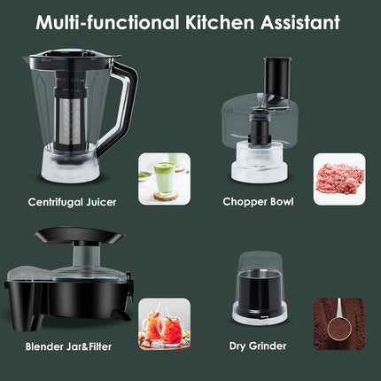 Davivy Food Processors Combo,Centrifugal Juicer,3CUP Electric Food Processor, 50