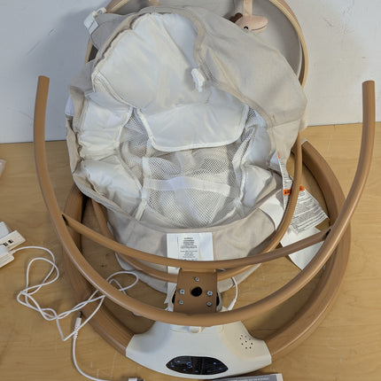 Monamii Bluetooth Baby Swing for Infants, 5 Sway Motions, 10 Melodies, Remote Control & Auto-Rocking, Light Beige