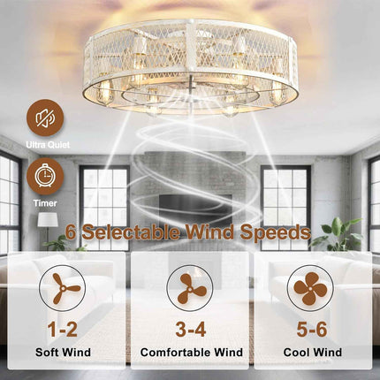 Depuley Flush Mount Ceiling Fan: 26 Inch Low Profile Ceiling Fans with Lights an