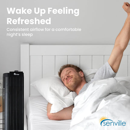 Senville 27" Standing Fan for Bedroom and Home with 60° Oscillation, 3 Speed, Co