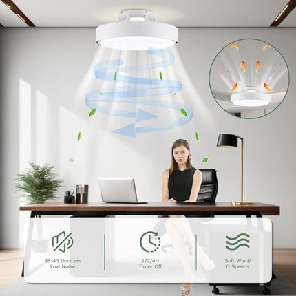 Klmeiday Modern Bladeless Ceiling Fans with Lights and Remote, Reversible, DC Mo