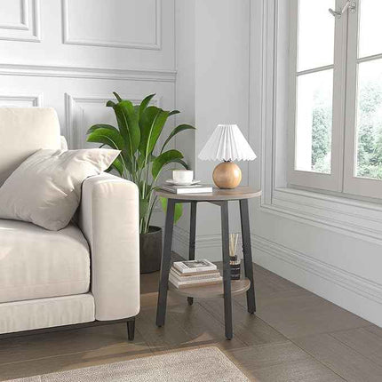 sthmec Side Table Set of 2, Small Round End Table with Storage Shelf for Small S