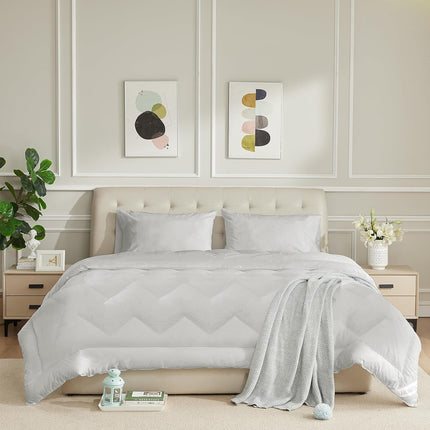 HOMTEC Full Size Duvet Insert - All Season 100% Cotton Comforter - Quilted Fluff