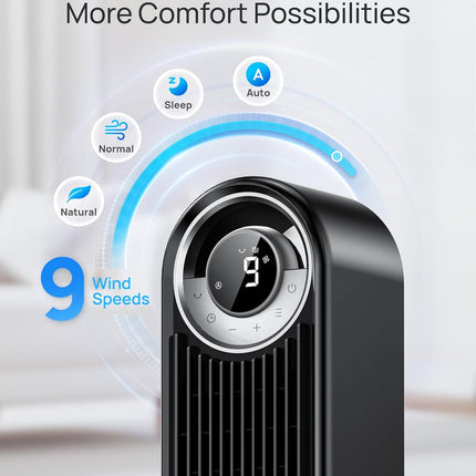 Dreo Tower Fan for Bedroom, 42 Inch Bladeless Fan, 90° Oscillating Fan, Quiet Fl