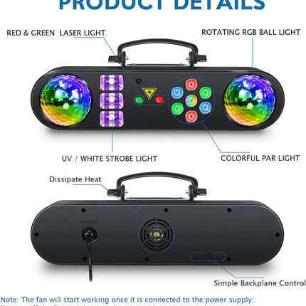 Telbum DJ Lights with Stand, 5 in 1 Party Bar Light Set with Rotating Ball, Stro