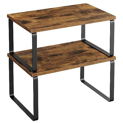 SONGMICS Cabinet Organizer Shelf, Set of 2 Kitchen Counter Shelves, Kitchen Stor