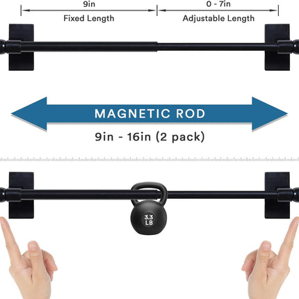 H.VERSAILTEX Magnetic Curtain Rods 2 Pack for Metal Doors and Windows, Multi-Use