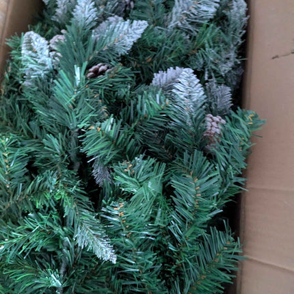 Senjie Artificial Christmas Tree 7 Foot Flocked Snow Trees Pine Cone Decoration Unlit 7FT