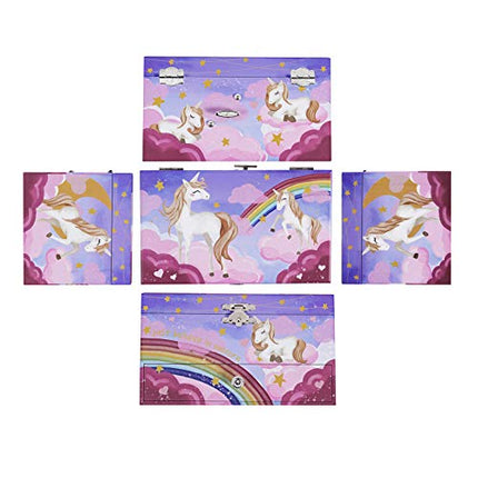 SONGMICS Music Jewelry Box, Ballerina Music Box, Rainbow and Unicorn, 7.5 x 4.3