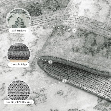 OTAHGK 2x10 Machine Washable Non-Slip Runner Rug - Soft Faux Wool & Polyester, B