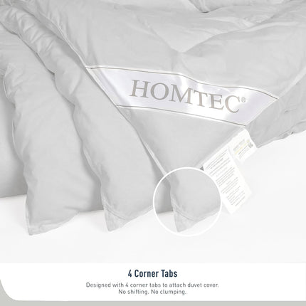 HOMTEC Full Size Duvet Insert - All Season 100% Cotton Comforter - Quilted Fluff