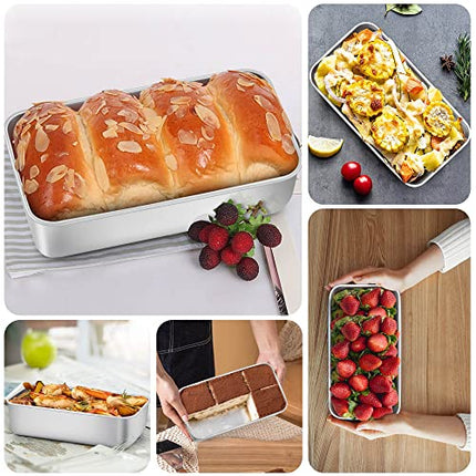 LIANYU 8 Pack 9x5 Inch Loaf Pans for Bread Baking, Stainless Steel Baking Bread