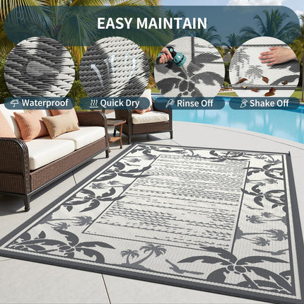 COCOER Outdoor-Rug 6x9 ft Waterproof Reversible Outdoor Plastic Straw Rug RV Ind