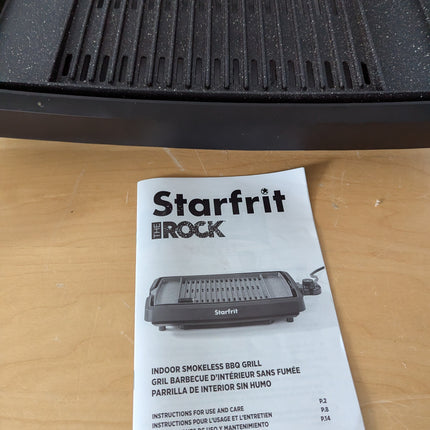 Starfrit The Rock Indoor Smokeless Electric BBQ Grill - Non-Stick 10" x 16" Cook