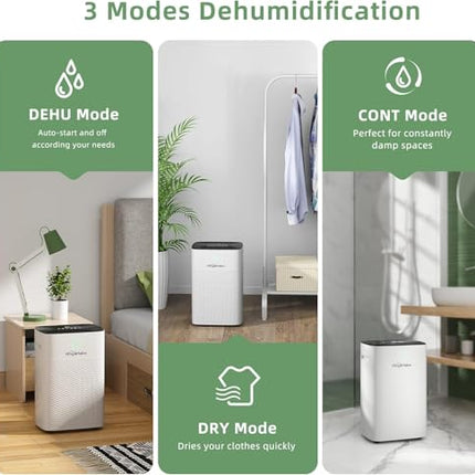 HOGARLABS 34 Pint Smart Dehumidifiers for Home and Basements, with 3 Working Mod