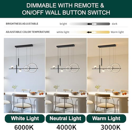 ORANOOR LED Modern Chandeliers for Dining Room, Dimmable Black Gold Chandelier K