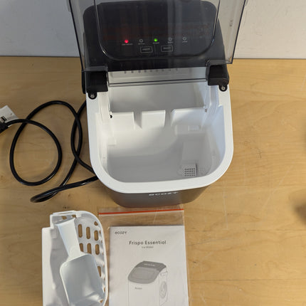 ecozy Frispo Essential Portable Countertop Ice Maker, 26 lb per Day, 8 Bullet Cubes in 6 Min, Self-Cleaning