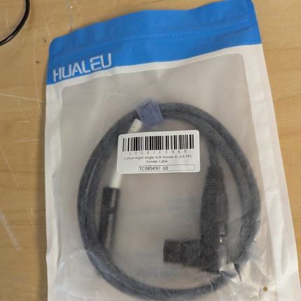 HUALEU 3.3Feet Right Angle XLR Female to 1/4 TRS Female Cable,6.35mm TRS 1/4 to