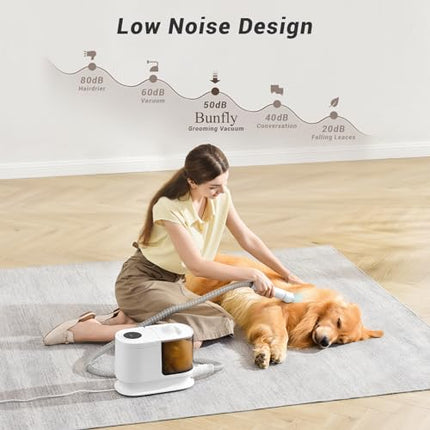 Bunfly Dog Grooming Kit & Dog Hair Vacuum, Pet Grooming Vacuum with 13,000kPa Po