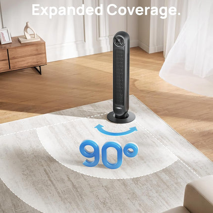 Dreo Tower Fan for Bedroom, 25ft/s Velocity Quiet Floor Fan, 90° Oscillating Fan