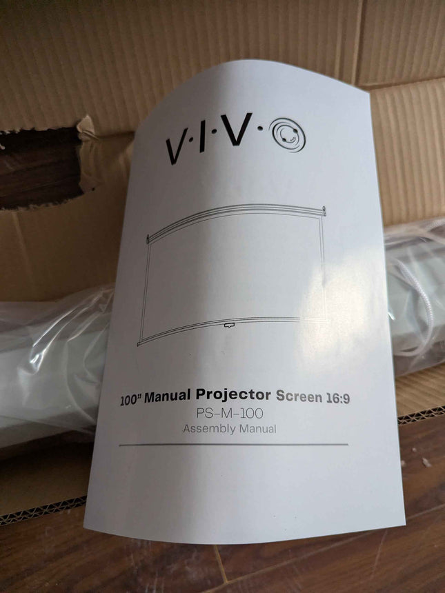 VIVO 100 inch Diagonal Projector Screen, 16:9 Projection HD, 4K 3D 1080P HD Manual Pull Down, PS-M-100