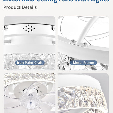 ZMISHIBO Ceiling Fans with Lights, Low Profile Ceiling Fan with Light and Remote