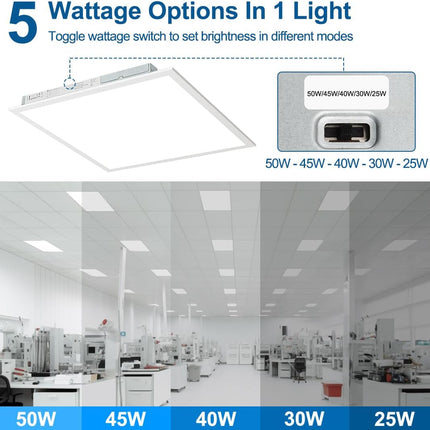 DAKASON 2x2 LED Flat Panel Lights Surface Mount 50W to 25W Selectable, 3500K 400