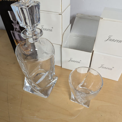 Whiskey Decanter Set for Men with 6 Whiskey Glasses Cups, Clear Whisky Glass Liq