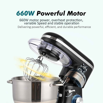 Kitchen in the box Stand Mixer, 6.5QT Kitchen Mixer, 6-Speed 660W Dough Mixer wi
