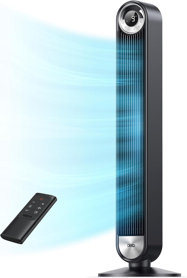 Dreo Tower Fan for Bedroom, 42 Inch Bladeless Fan, 90° Oscillating Fan, Quiet Fl