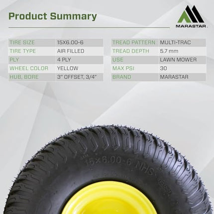 Marastar Front Tire Assembly Replacement, 15" x 6"