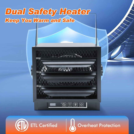 (No remote) 4800W Garage Heater Electric, 240V/30Amps with Plug, Fan-Forced Ther