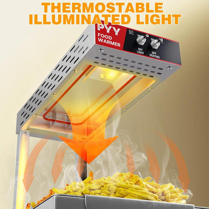 PYY French Fry Warmer - Food Heat Lamp for Chips Commercial Heat Light Free, 450