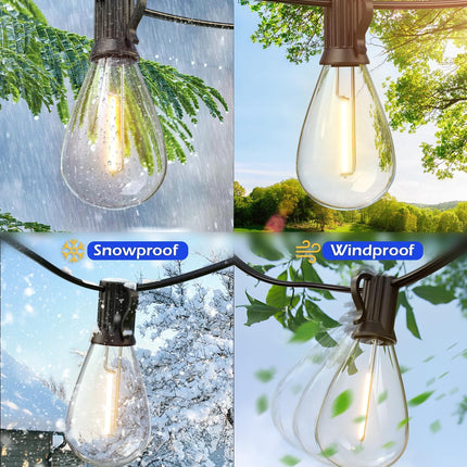 luckystyle 120FT LED Outdoor String Lights with 30+2 Edison Shatterproof Waterpr