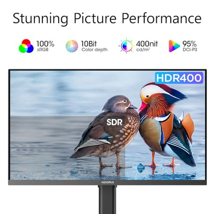 KOORUI 27N7U 27 inch 4K Monitor, UHD (3840 x 2160p) IPS Display, HDR 400, DCI-P3