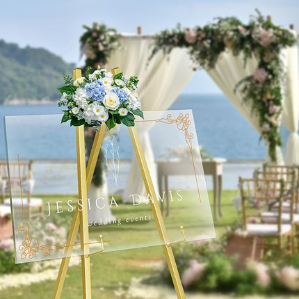 GRENTY Gold Easel Stand for Wedding Signs – No Assembly Needed, Heavy Duty Metal