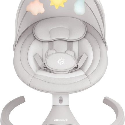 Jool Baby Nova Baby Swing for Infants with Bluetooth Music, Remote, 5 Motion Levels & Removable Canopy, Stone