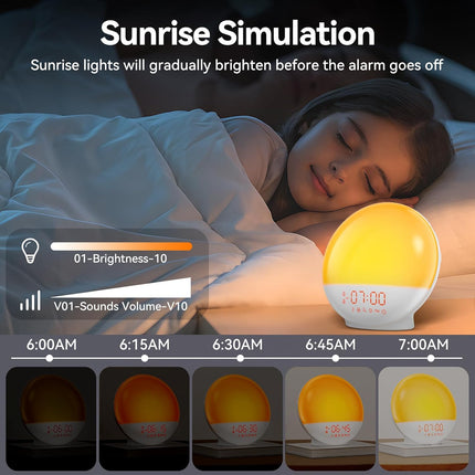RICIAL Wake up Light, 10000Lux Sunrise Alarm Clock, Sunlight Lamp with 4 Color T