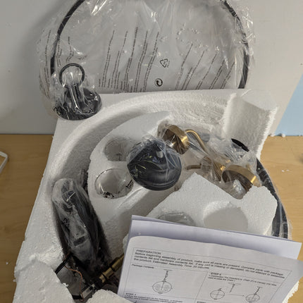 FAULTY Treekee Rustic Chandelier, 17" Black and Gold Finish Glass Cover Luxuriou