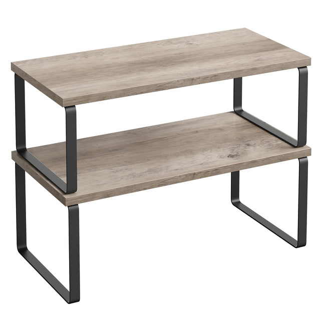 SONGMICS Cabinet Organizer Shelf, Set of 2 Kitchen Counter Shelves, Kitchen Stor