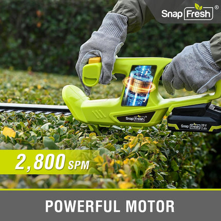 SnapFresh 20V Cordless Hedge Trimmer, 18 in Dual-Action Blades with 2.0Ah Battery & Fast Charger, 4 lb