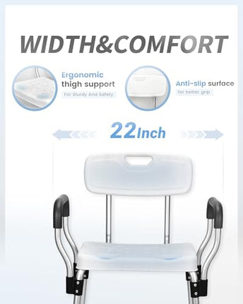 Sangohe Shower Chair for Inside Shower - Heavy Duty Shower Seat with Back - Heig