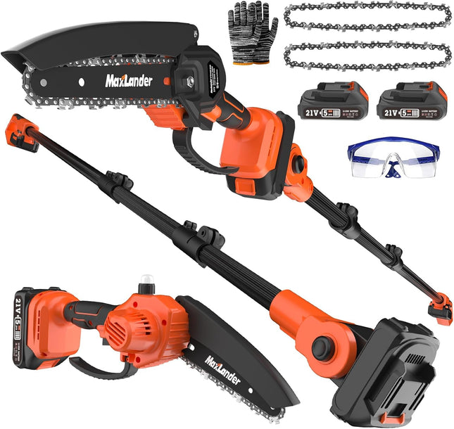 MAXLANDER 2-IN-1 Cordless Pole Saw & Mini Chainsaw