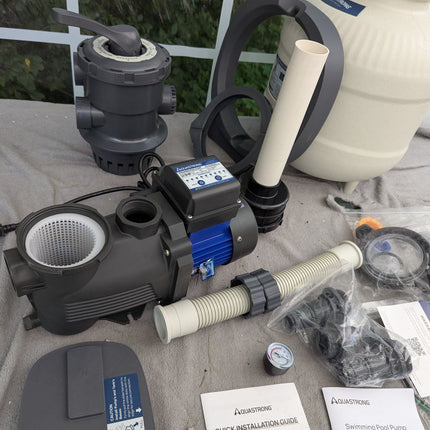 AQUASTRONG 14in Sand Filter Pump for Above Ground Pool with Timer, 2/3 HP Pool P