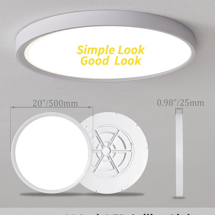 LED Flush Mount Ceiling Light Fixture,Round 20Inch 40w 4350lm 3000k,4000k,6000k
