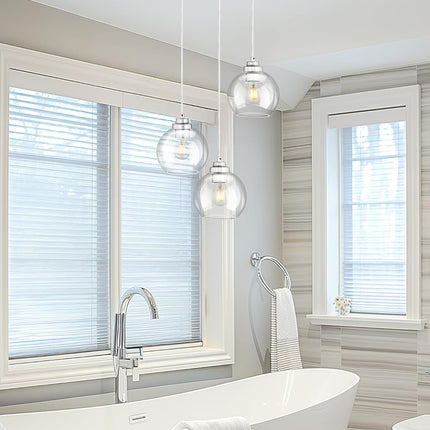 JAZAVA Globe Cluster Pendant Light, 3-Light Hanging Light Fixture with Brushed N