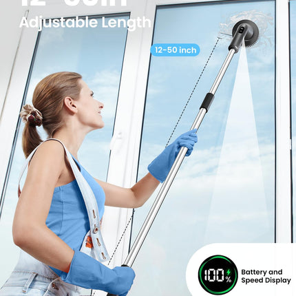Leebein Electric Spin Scrubber (2026), Cordless Cleaning Brush with 7 Heads, Extendable Handle, IPX7, Black