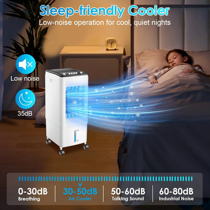 Portable Air Conditioner, 6L Water Tank with 3 Ice Packs, 3-in-1 Evaporative Coo